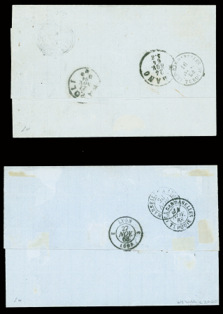 4 lettres : n°24 OBL GC 5095 + CAD perlé "Salonique Turq. D'Europe" (1864) sur lettre pour Milan - n°17, bien margé, OBL PC 4012 + CAD perlé "Salonique Turq. D'Europe" (1875) - n°29 en paire OBL GC 5084 (Dardanelles) + m