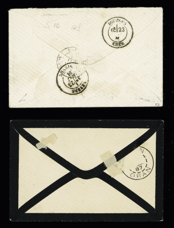 N°90 OBL CAD bleu "Bord-Bou-Arreridji Constne" (1890) répété à côté + "BM" bleu dans un ovale sur lettre. Rare et TB