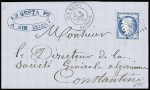 N°60 OBL PC 4116 + T17 "Aïn-Beïda Algérie" (1875) sur lettre. Ind 19. TB