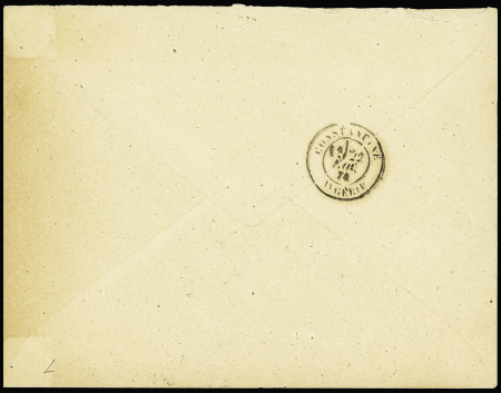 N°60 OBL GC 5125 + CAD T17 "Bordj - Arreridji Algérie" (1874) sur lettre. Ind 20. TB