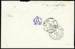 Col. Gen. N°4 OBL ancre OBL CAD rond "Corr. Des armées Lig. C Paq. N°1" (1868) sur lettre pour Paris. Signé Calves