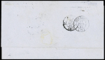 Col. Gen. N°3 + 5 OBL losange de points muet + CAD sans cercle extérieur "Basse-Terre" Guadeloupe" (1863) sur lettre pour Bordeaux. TB