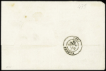 Col. Gen. N°11 + 12 en paire OBL losange de points muet + CAD "Guadeloupe Pointe à Pitre" (1872) sur lettre pour Nantes avec CAD d'entrée rouge "COL. FR PAQ. FR 2 St Nazaire 2" (1879) sur lettre pour la France. TB
