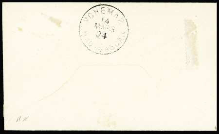 N°78B, demi-timbre avec surcharge bleue "Affranchissement exceptionnel (faute de timbres)" (1904) sur une petite lettre pour Vohemar avec arrivée + lettre sans adresse AFF n°78B OBL Diego-Suarrez (1904). TB