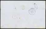 Col. Gen. N°3 en bande de 3 + n°5 OBL losange de points "MQE" (frappe légère) + CAD "St Pierre Martinique" (1864) sur lettre
