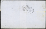 Col. Gen. N+3 + 5 OBL losange de points muet + CAD "St Pierre Martinique" (1863) sur lettre pour Bordeaux. TB