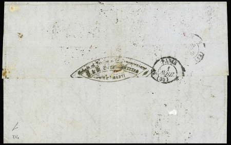 Col. Gen. N°3 en paire + n°5 en paire OBL losange de points muet + CAD "St Pierre Martinique" (1860) sur lettre pour Marselle. TB