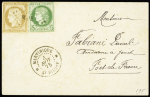 Col. Gen. N°17 + 19 OBL losange de points "MQE" + CAD "Martinique St Pierre" (1875) sur lettre locale pour Fort de France. TB