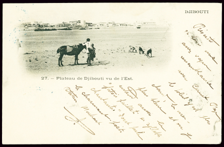 N°53a, demi-timbre OBL Djibouti (1902) sur carte postale