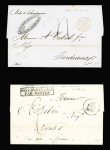 4 lettres sans timbres dont lettre de St Paul avec marque d'entrée encadrée "Pays d'Outremer par Nantes" + dateur A(1829) et lettre de Saint Denis avec marque d'entrée grattée "Pays d'Outremer" + T12 Nantes (1833). TB