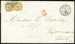 Col. Gen. n°3+5 OBL losange de points muet + CAD "Réunion St Pierre" (1868) sur lettre pour Bordeaux. Jolie pièce