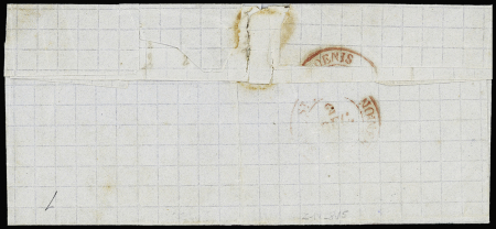 Col. Gen. n°3 en paire OBL losange de 64 points muet bleu + grand CAD bleu "St Paul ile de la Réunion" (1862) sur lettre pour Saint Denis. TB