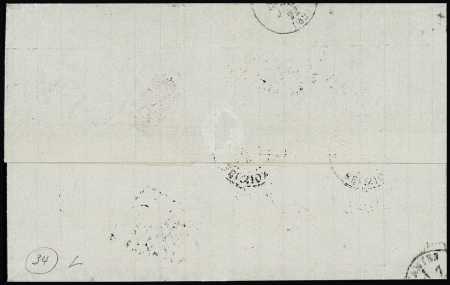Col. Gen. n°3+5 OBL losange de points muet + CAD "Réunion St Denis" (1871) sur lettre pour Nantes. TB