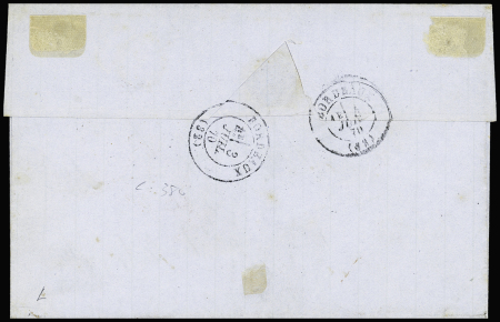 Col. Gen. n°3+5 OBL losange de points muet + CAD "Réunion St Denis" (1870) sur lettre pour Bordeaux. TB