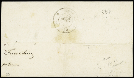 Col. Gen. n°12, 20c bleu, OBL losange de points muet + CAD "Réunion St Pierre" (1872) sur lettre pour Saint Denis. TB