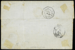 Col. Gen n°13+17 en paire OBL losange de points bleu "SNG" + CAD bleu "Sénégal et DEPces St Louis" (1874) sur lettre pour Bordeaux. TB