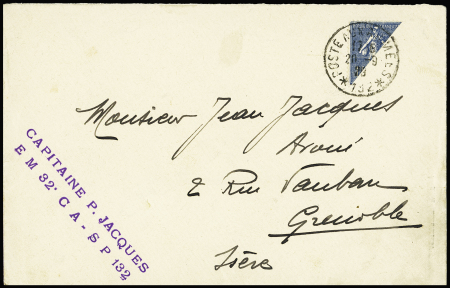 13 plis divers du 20ème siècle pour la plupart dont LF avec CAD "1 Tor et Pes aux armées 1 Madagascar 1" (1896) + cachet violet "Corps expéditionnaire de Madagascar - groupe d'artillerie de marine - le commandant". TB