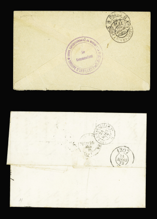 13 plis divers du 20ème siècle pour la plupart dont LF avec CAD "1 Tor et Pes aux armées 1 Madagascar 1" (1896) + cachet violet "Corps expéditionnaire de Madagascar - groupe d'artillerie de marine - le commandant". TB