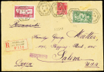N°269, Les Provinces + 272 + PA5 Obl hex pointillé "Neuwiller Les Saverne Bas-Rhin" (1931) sur lettre recommandée pour les USA. TB