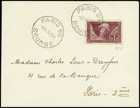 N°256, Sourire de Reims, OBL  grand CAD "Paris 98 Bourse" (1930) sur lettre. TB