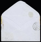 N°51, bande 4+1 (1ex pli) + n°55 (pli) OBL GC 6121 + CAD "2 Paris 2 les Batignolles" (1874) sur lettre avec correspondance autographe d'Alexandre Dumas fils, ensemble rare et TB.