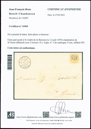 10c Aigle, effleuré à droite, oblitéré PD dans un rectangle