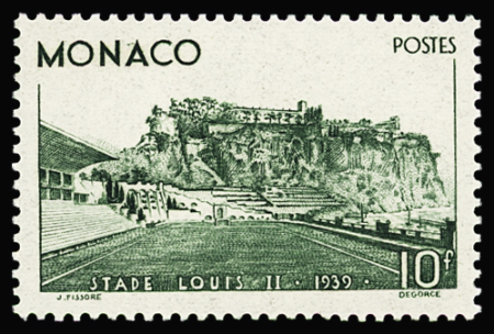 N°184 10f vert, Stade Louis II, **, TTB