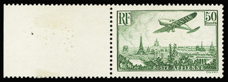 N°14 50f vert, bord de feuille, neuf avec charnière