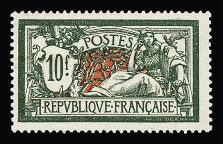 N°207 10f vert et rouge, Type Merson, couleur foncée,