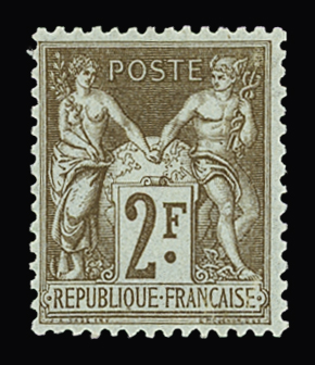 N°105, Type Sage 2f bistre s.azuré, charnière légère,