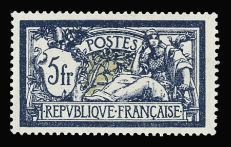 N°123, 5f bleu et chamois, Type Merson, **, TTB