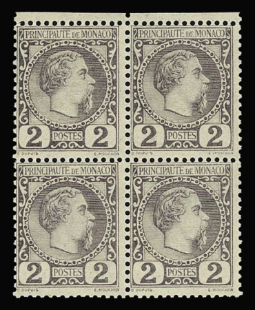 N°2, 2c violet-gris, en bloc de 4, neuf **, frais,