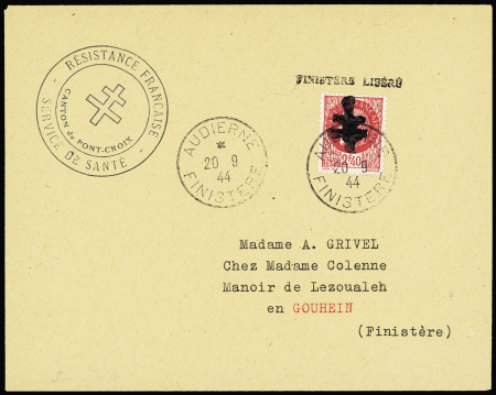AUDIERNE n°15 2f40 rouge sur lettre pour Gouhein (Finistère)