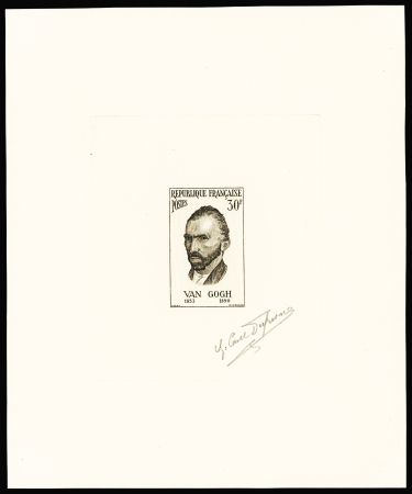 N°1087 30f Van Gogh, épreuve d'artiste en marron, signée