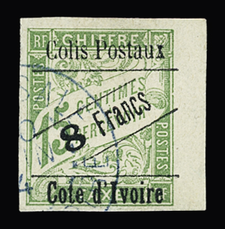 Colis Postaux n°17 8f sur 15c vert obl. TB. Signié