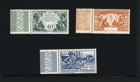 N°149a 40c vert, 151a 90c orange et 152a 1f50 bleu,
