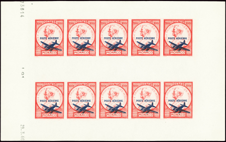 POSTE AERIENNE N°13 50f vert et n°14 100f rouge, chacun