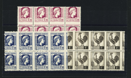 N°213a +214c +221a, variété piquage à cheval en 3 blocs