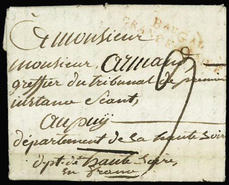 MP en rouge "Bau Gal / GRANDE ARMEE" d'Osterode 1807