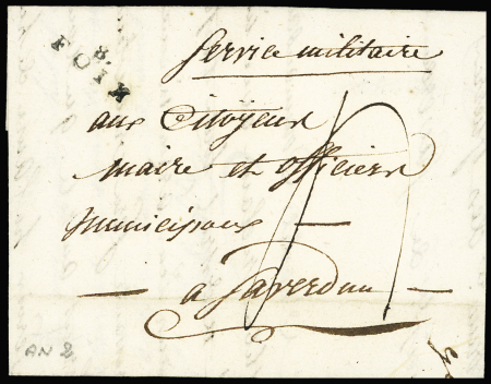 ARIEGE Lettre de Foix 1795 du Commissaire des guerres