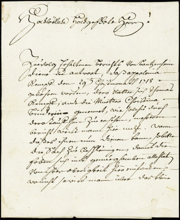 Rarissime MP "LANDSER" au verso d'une lettre 1783 avec