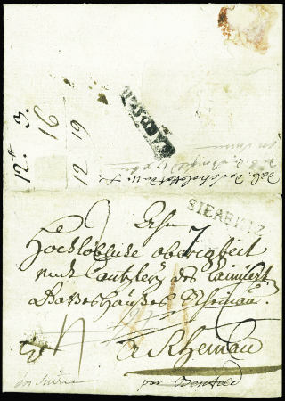 Rarissime MP "LANDSER" au verso d'une lettre 1783 avec