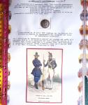 Classeur vert de 35 boutons d'uniformes de la maréchaussée à la gendarmerie (1786 - 1914) accompagnés de quelques cartes postales et commentaires. TB