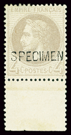 N°27Bf 4c gris, surchargé SPECIMEN, bdf, très frais,