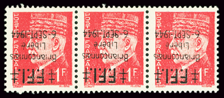 BRIANCON N°4 1fr rouge, variété surcharge renversée