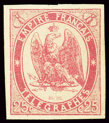 N°1 25c rouge carmin, neuf *, légers défauts, TB d'aspect.