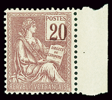 N°113 20c brun lilas, variété chiffre déplacé, neuf