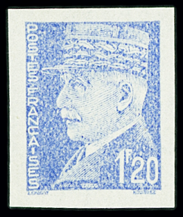 N°525A 1f20 bleu, Non émis en non dentelé, neuf **.