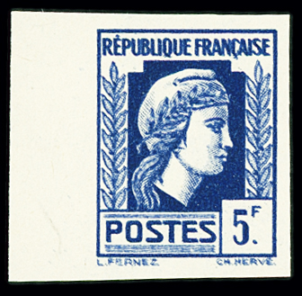 N°645 5f bleu, Marianne d'Alger, variété impression