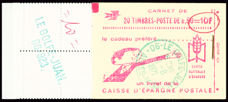 N°1664-C2 carnet avec variété impression à sec, couverture
